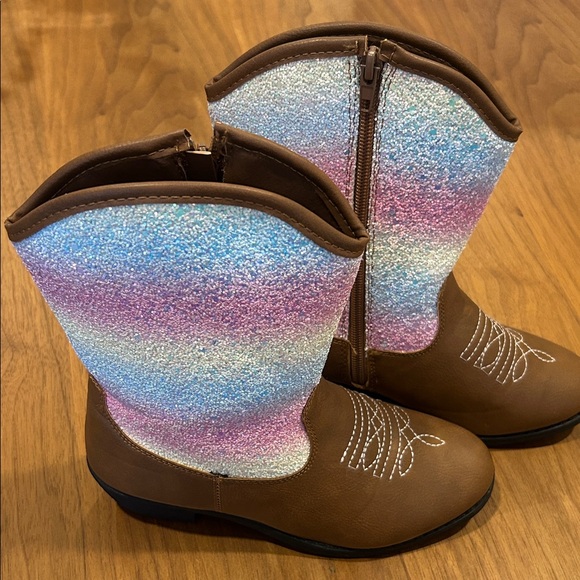 Kensie Girl Brown glitter 2 girls cowboy boots - Picture 3 of 5